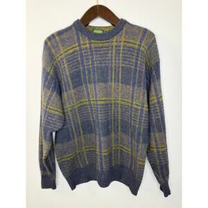 Byford Wool Plaid Knit Sweater Men's L Crew Neck Preppy
